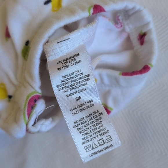 little me white cotton fruit print snap close bubble romper playsuit 6 months - Picture 5 of 6